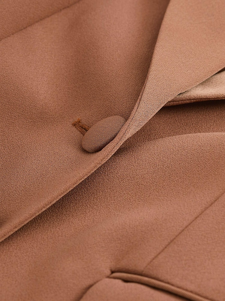 Copper Brown Tailored Crepe Single Breasted Blazer - Image 6 of 6