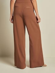 Copper Brown Tailored Crepe Super Wide Trousers - Image 2 of 4