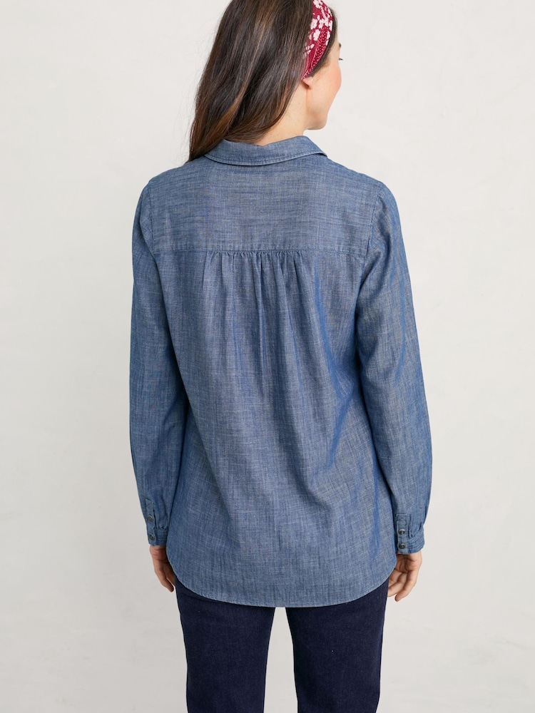 Seasalt Cornwall Blue Cutting Garden Shirt - Image 2 of 5 Seasalt Cornwall Blue Cutting Garden Shirt - Image 2 of 5