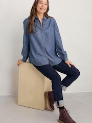 Seasalt Cornwall Blue Cutting Garden Shirt - Image 3 of 5