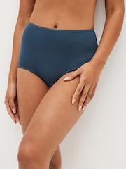 Plum Purple/Grey/Navy Blue/Cream Full Brief Cotton Rich Knickers 4 Pack - Image 2 of 7