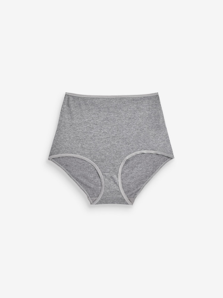 Plum Purple/Grey/Navy Blue/Cream Full Brief Cotton Rich Knickers 4 Pack - Image 6 of 7