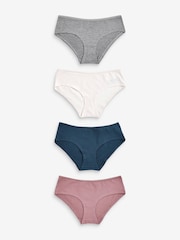 Pflaume/Grau/Marineblau/Creme - Slips mit hohem Baumwollanteil, 4er-Pack - Bild 1 von 8