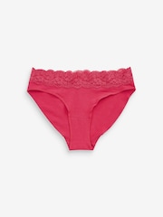 Pink/Purple/Cream High Leg Cotton and Lace Knickers 4 Pack - Image 5 of 9