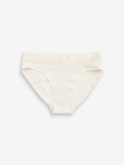 Pink/Purple/Cream High Leg Cotton and Lace Knickers 4 Pack - Image 6 of 9