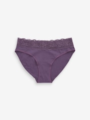 Pink/Purple/Cream High Leg Cotton and Lace Knickers 4 Pack - Image 7 of 9
