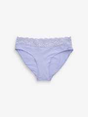 Pink/Purple/Cream High Leg Cotton and Lace Knickers 4 Pack - Image 8 of 9