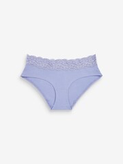 Pink/Purple/Cream Short Cotton and Lace Knickers 4 Pack - Image 2 of 9