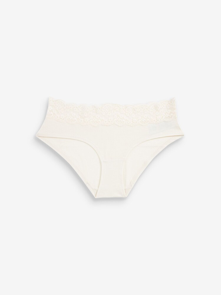 Pink/Purple/Cream Short Cotton and Lace Knickers 4 Pack - Image 3 of 9