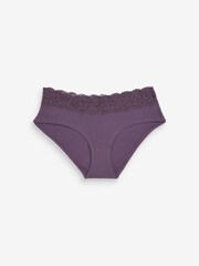 Pink/Purple/Cream Short Cotton and Lace Knickers 4 Pack - Image 4 of 9