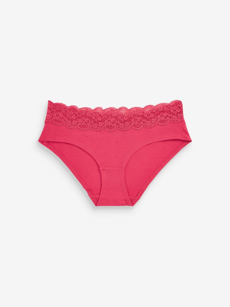 Pink/Purple/Cream Short Cotton and Lace Knickers 4 Pack - Image 5 of 9