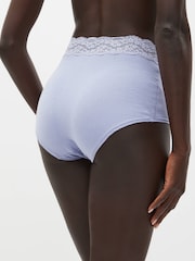 Pink/Purple/Cream Full Brief Cotton and Lace Knickers 4 Pack - Image 3 of 9
