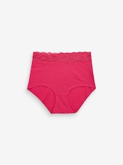 Pink/Purple/Cream Full Brief Cotton and Lace Knickers 4 Pack - Image 5 of 9