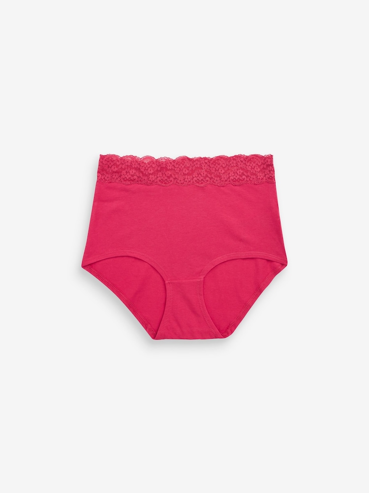 Pink/Purple/Cream Full Brief Cotton and Lace Knickers 4 Pack - Image 5 of 9