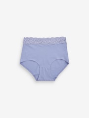 Pink/Purple/Cream Full Brief Cotton and Lace Knickers 4 Pack - Image 6 of 9