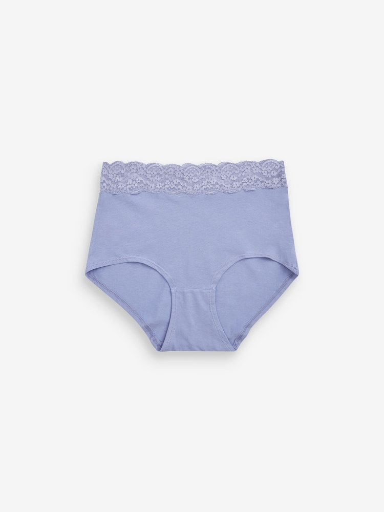 Pink/Purple/Cream Full Brief Cotton and Lace Knickers 4 Pack - Image 6 of 9