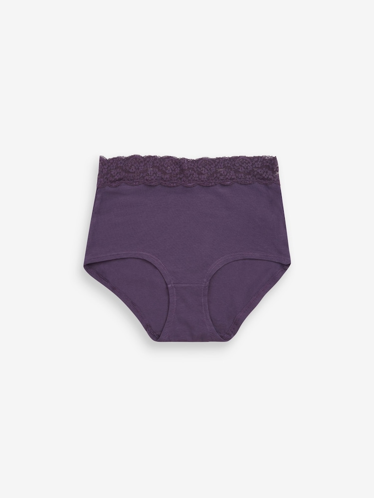 Pink/Purple/Cream Full Brief Cotton and Lace Knickers 4 Pack - Image 7 of 9