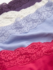 Pink/Purple/Cream Full Brief Cotton and Lace Knickers 4 Pack - Image 9 of 9