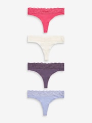 Rosa/morado/crema - Pack de 4 braguitas de algodón y encaje - Imagen 1 de 9
