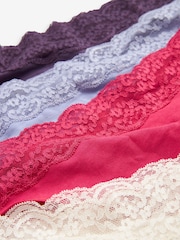 Rosa/morado/crema - Pack de 4 braguitas de algodón y encaje - Imagen 9 de 9