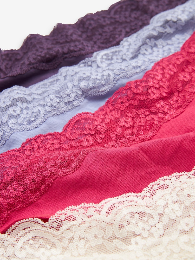 Rosa/morado/crema - Pack de 4 braguitas de algodón y encaje - Imagen 9 de 9