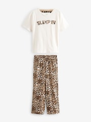 Hellbraun, Leoprint - Pyjama aus 100 % Baumwolle - Bild 5 von 7