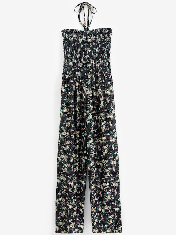 Black Ditsy Shirred Bandeau Jumpsuit - Image 7 of 7