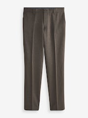 Brown Slim Trimmed Herringbone Textured Trousers - Image 5 of 9