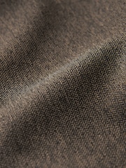 Brown Slim Trimmed Herringbone Textured Trousers - Image 9 of 9