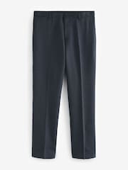 Navy Blue Slim Trimmed Herringbone Textured Trousers - Image 6 of 10