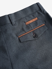Navy Blue Slim Trimmed Herringbone Textured Trousers - Image 9 of 10