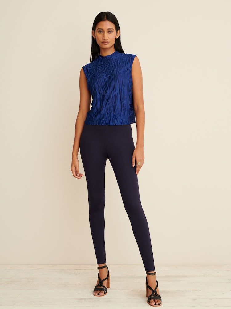 Navy Blue Textured Sleeveless Top - Image 2 of 7 Navy Blue Textured Sleeveless Top - Image 2 of 7