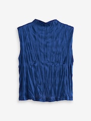 Navy Blue Textured Sleeveless Top - Image 6 of 7
