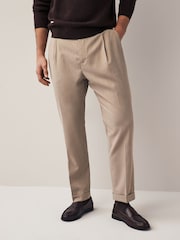 Stone Relaxed Tapered Stretch Smart Trousers - Image 1 of 8