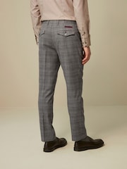 Charcoal Grey Slim Trimmed Check Trousers - Image 3 of 11