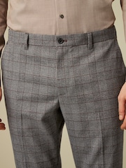 Charcoal Grey Slim Trimmed Check Trousers - Image 4 of 11