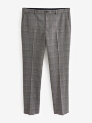 Charcoal Grey Slim Trimmed Check Trousers - Image 8 of 11