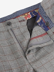 Charcoal Grey Slim Trimmed Check Trousers - Image 9 of 11