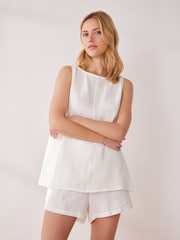 White Cotton Crinkle Vest - Image 1 of 8