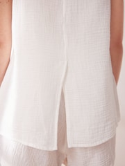 White Cotton Crinkle Vest - Image 5 of 8