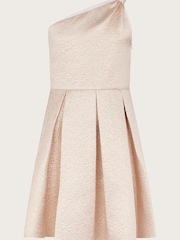 Monsoon Gold Jacquard One-Shoulder Dress - Image 1 of 3