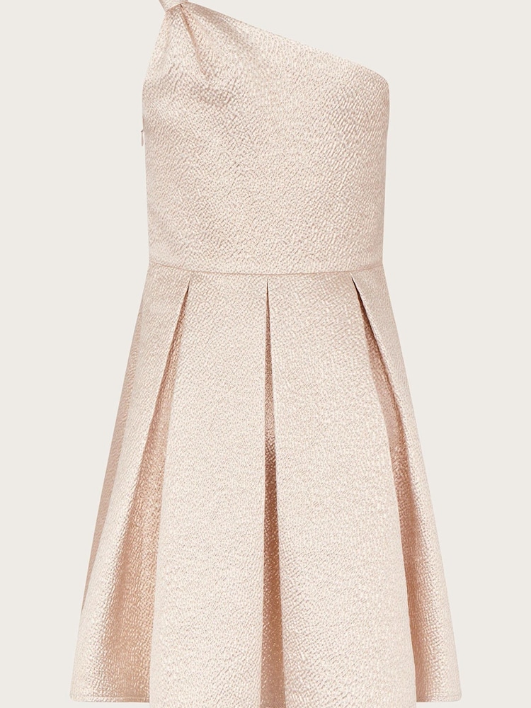 Monsoon Gold Jacquard One-Shoulder Dress - Image 2 of 3