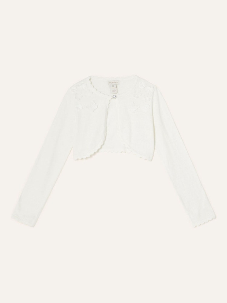 Monsoon Cream 100% Cotton 3D Petal Cardigan - Image 1 of 3