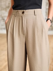 Mink Brown Tailored Elastic Back Wide Leg Trousers - Image 5 of 7