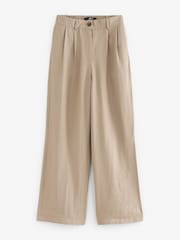 Mink Brown Tailored Elastic Back Wide Leg Trousers - Image 6 of 7
