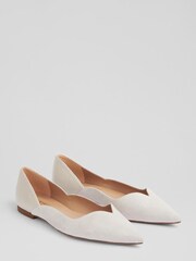 LK Bennett Natural Iris Suede And Leather Sweetheart Flats - Image 2 of 4