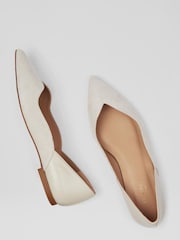 LK Bennett Natural Iris Suede And Leather Sweetheart Flats - Image 3 of 4
