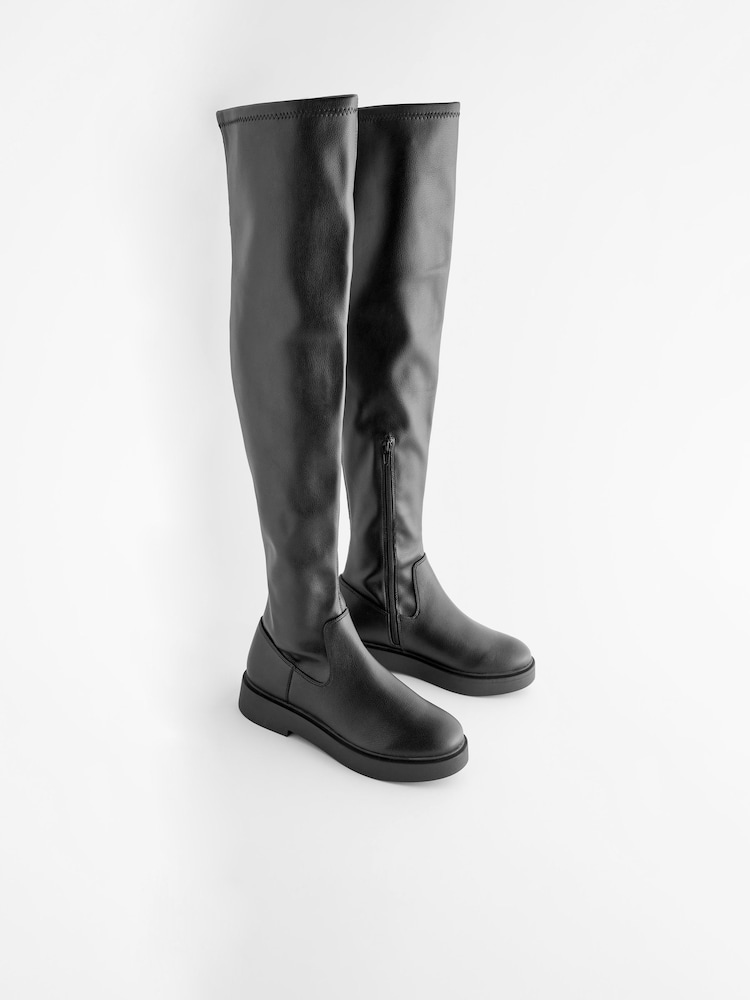 Black Forever Comfort® Over The Knee Stretch Boots - Image 4 of 8