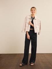 Black Tailored Elasticated Waist Wide Leg Trousers - Image 3 of 7