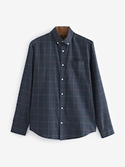 Navy Blue Signature Brushed Flannel Check Shirt - Image 7 of 9